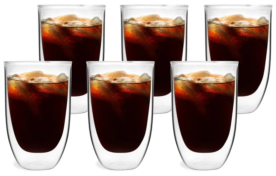 Căni 6 buc. cu perete dublu/pentru latte din sticlă 350 ml – Vialli Design