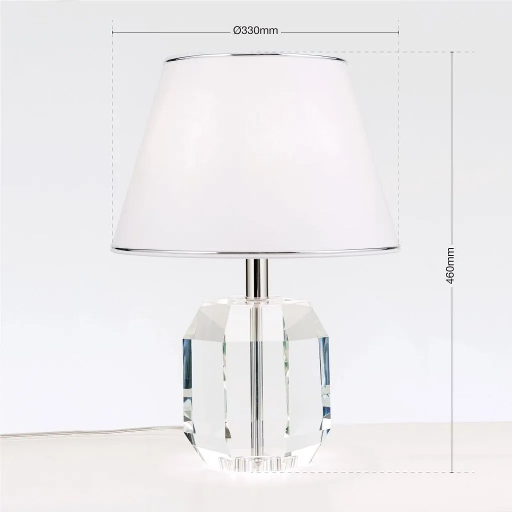Veioza design lux cu cristal K9 ALEXIS alb/crom