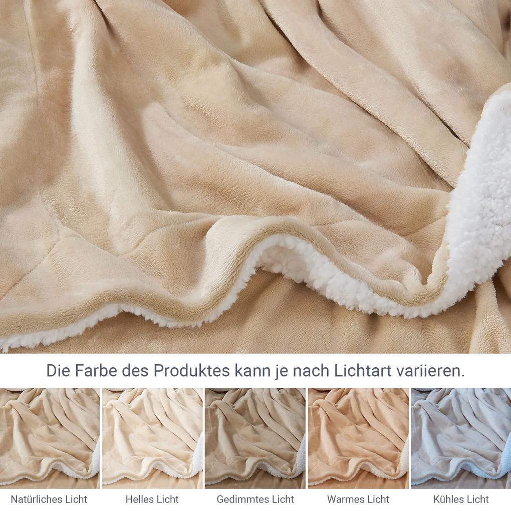 Pătură imitație lână 220x240 cm, culoare nisip