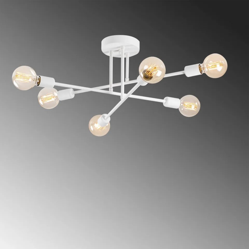 Lustra 6 Becuri Flower - 175, Soclu E27, Max. 40W, Culoare Alb