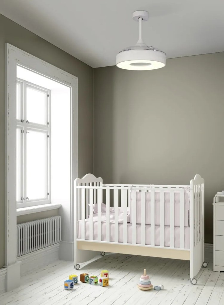 Lustra LED cu Ventilator si telecomanda Mini COIN alb