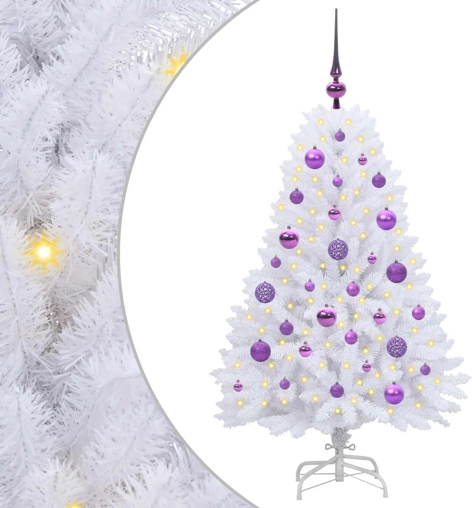 vidaXL Brad de Crăciun artificial cu ramuri articulare Alb 120 cm