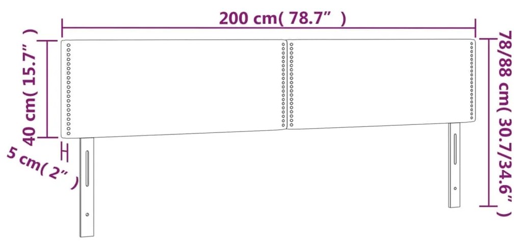 Tablii de pat, 2 buc, gri inchis, 100x5x78 88 cm, catifea 2, Morke gra, 200 x 5 x 78 88 cm
