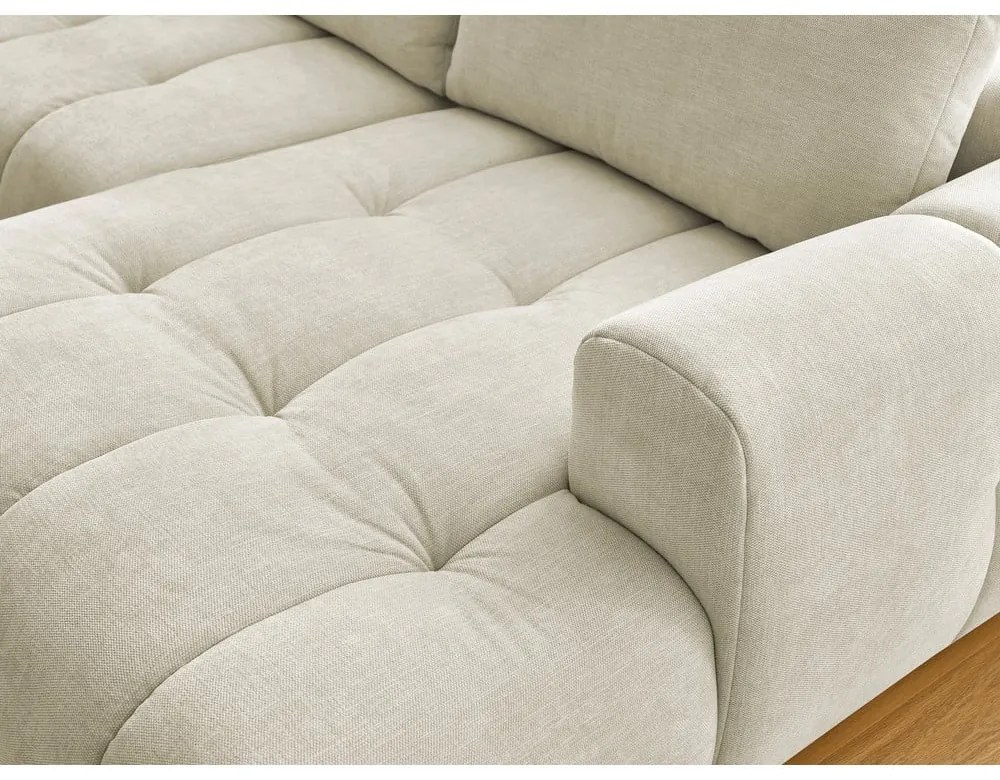 Colțar bej extensibil/cu spațiu de depozitare (cu colț pe partea stângă/în formă de "U") Fuji – Bobochic Paris