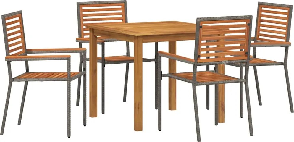 vidaXL Set de masă pentru grădină 5 pcs Gri Lemn Solid de Acacia