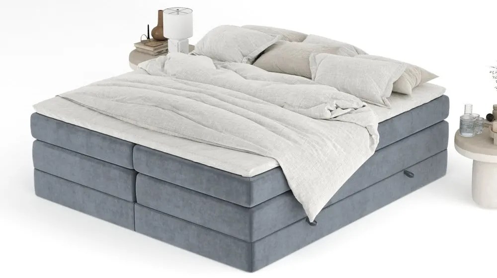 Pat boxspring gri închis cu spațiu de depozitare/fără tăblie 180x200 cm Juniper – Maison de Rêve