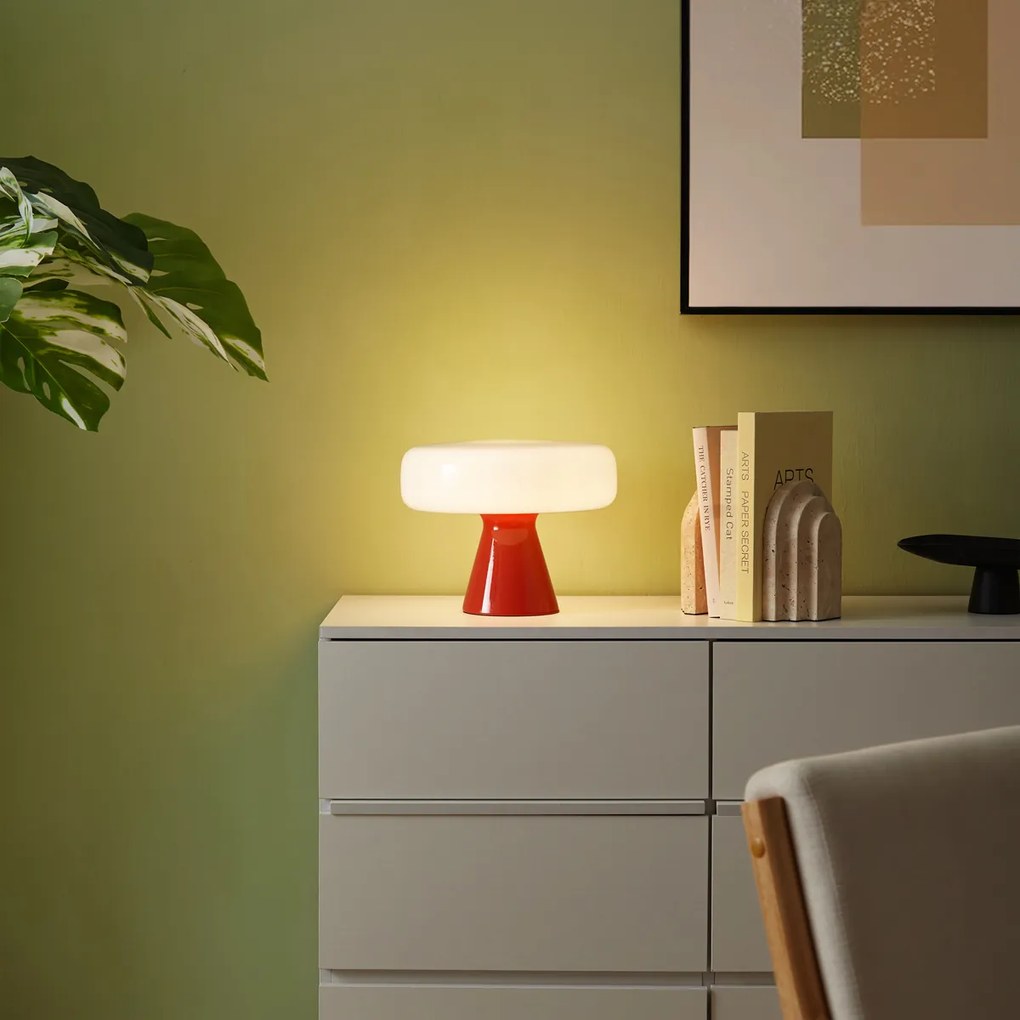 Lampă de masă retro roșie cu alb - Knob