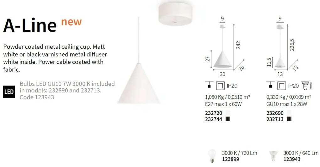 Lustra, Pendul modern A-LINE SP1 D30 NERO 232744 IDL