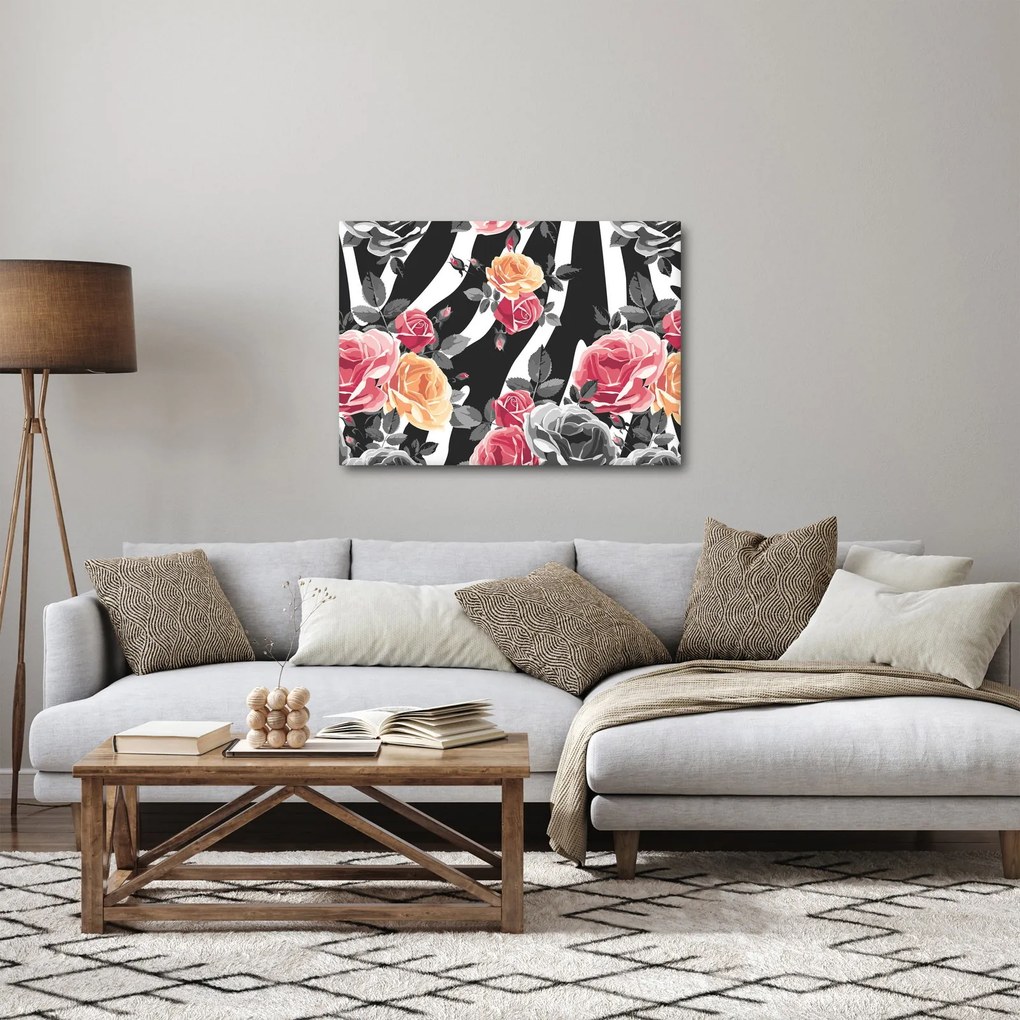 Tablou cu trandafiri înfloriți (70x50 cm)