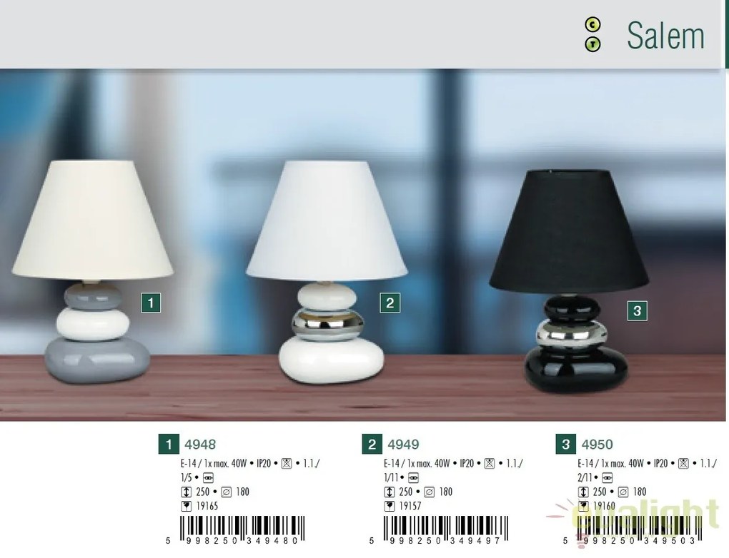 Veioza / Lampa de masa cu design modern, Salem 4948 RX