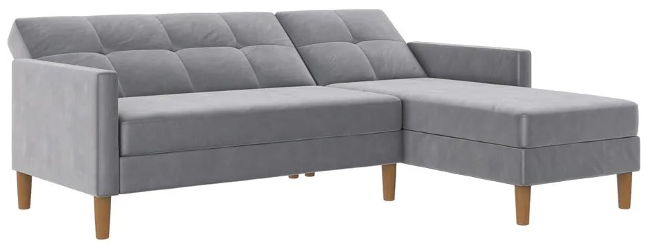 Colțar gri deschis cu tapițerie din catifea Lilly – Støraa