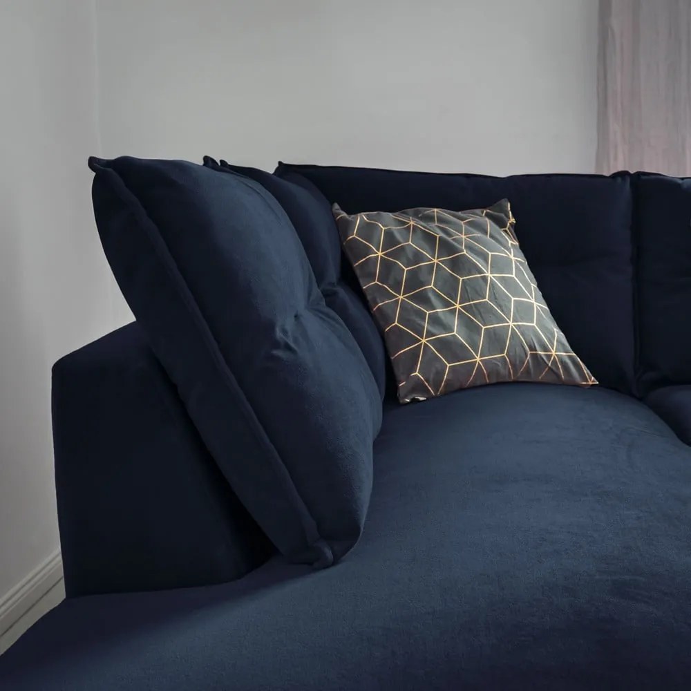 Colțar extensibil din catifea cu șezlong pe partea stângă Miuform Stylish Stan L, albastru deschis