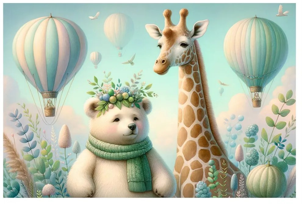 Tablou ursuleț și girafă