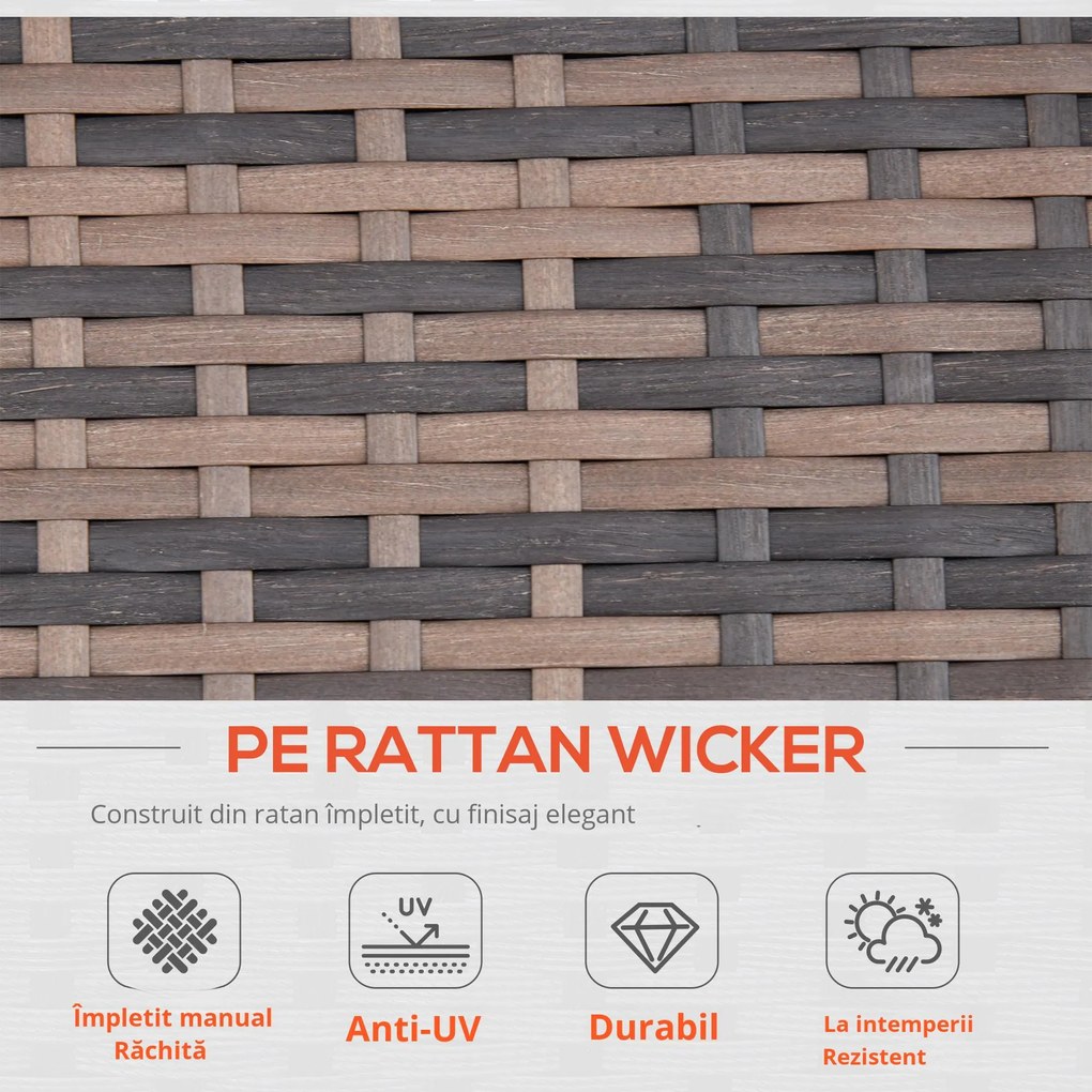 Outsunny Set Mobilier de Grădină 6 Piese, Ratan Maro, Confortabil pentru 7 Persoane, Ideal pentru Petreceri în Aer Liber | Aosom Romania