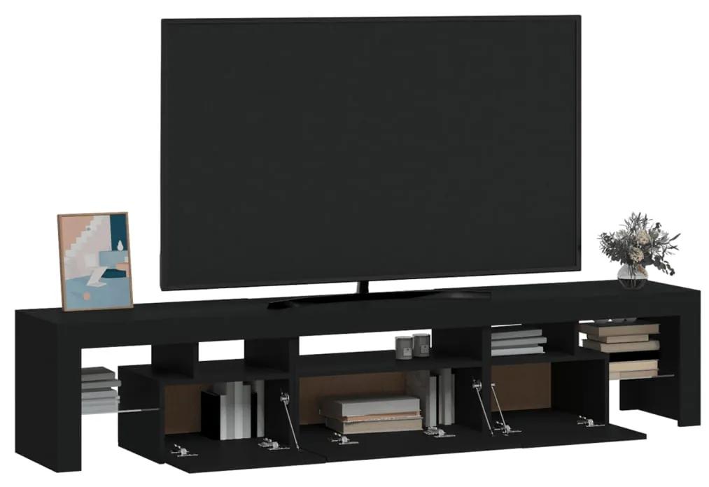 Comoda TV cu lumini LED, negru, 200x36,5x40 cm 1, Negru, 200 x 36.5 x 40 cm