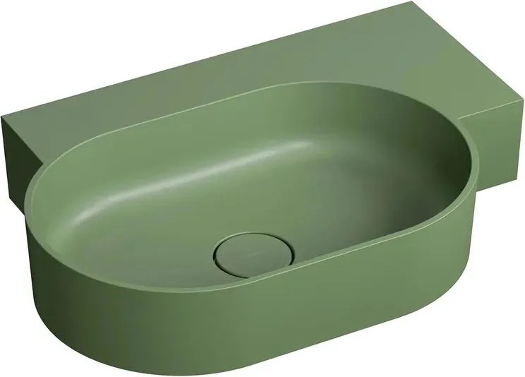 Lavoar suspendat Omnires Ovo M+ finisaj verde mat 64.5 cm dreapta