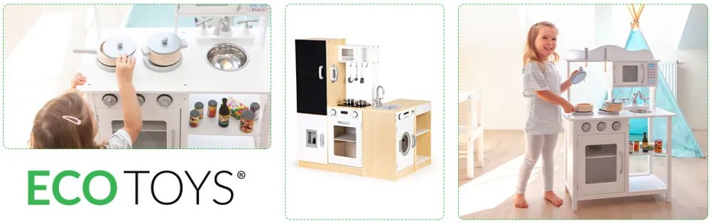 Bucătărie pentru copii XXL din lemn cu iluminare led