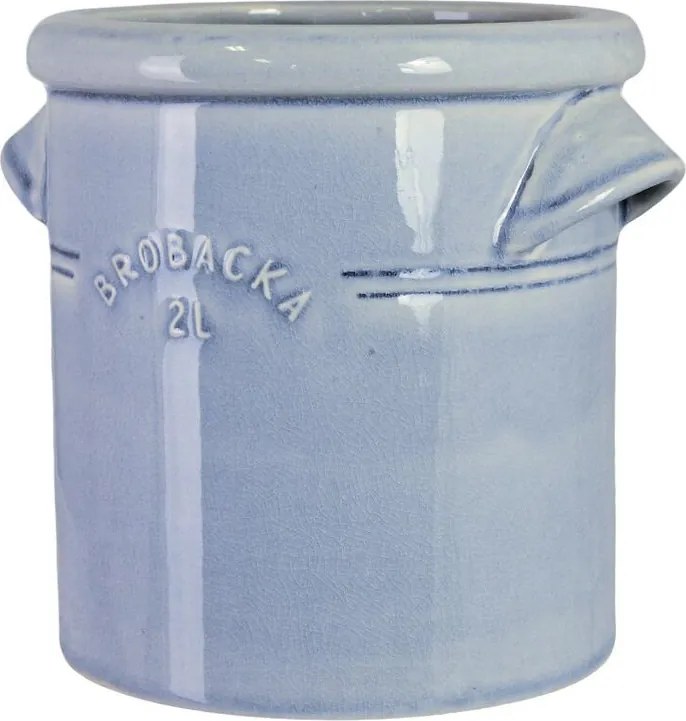 Ghiveci din ceramică glazurată manual 2L bleu deschis, „Brobacka"