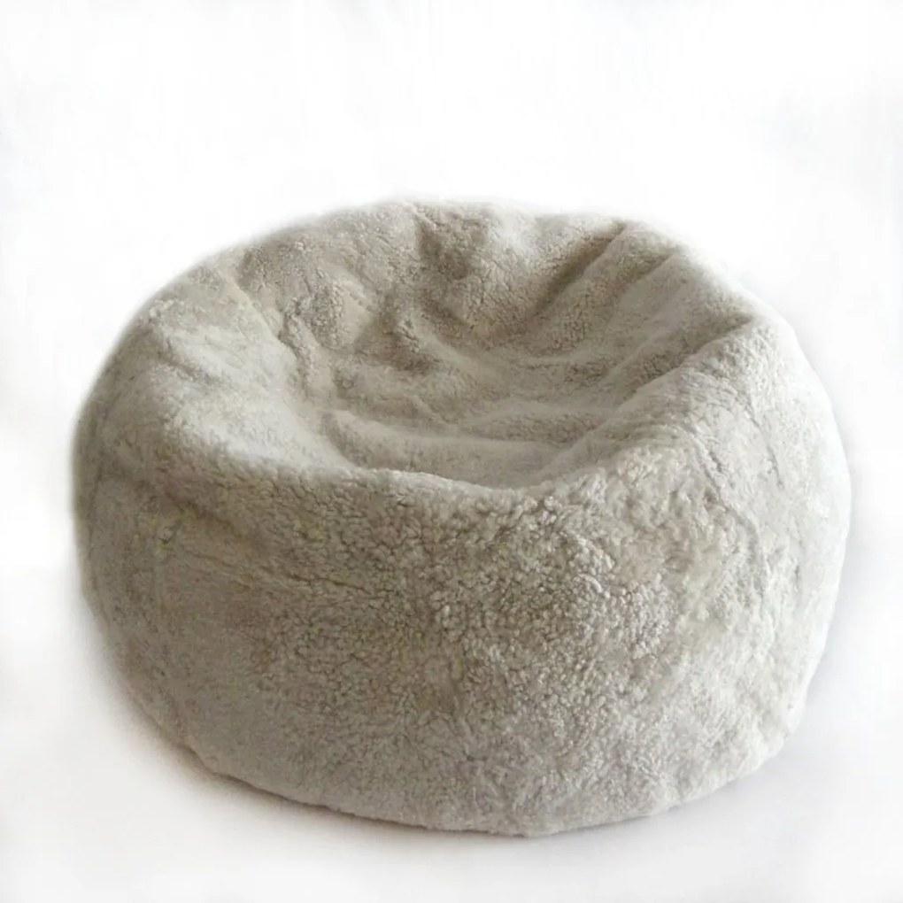 Fotoliu puf din blana de oaie Short Wool Curly Bean Bag Large