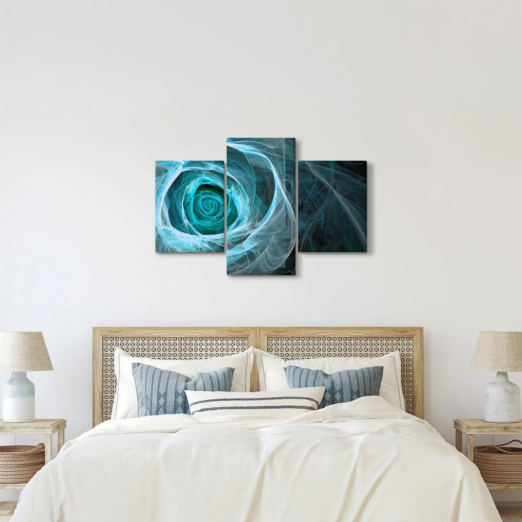 Tablou - Abstract trandafir albastru cu fundal negru (90x60 cm)