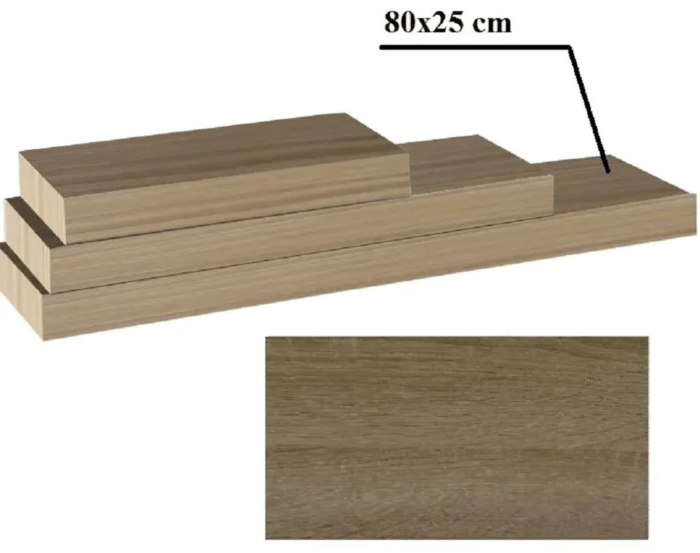 Polita 80x25 din MDF, stejar trufa, GANA FY 11044-4