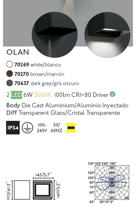 Aplica LED de exterior ambientala design modern IP54 OLAN maro rustic