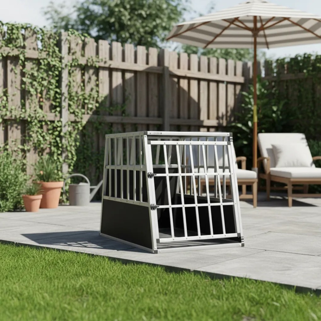 Cușcă de transport pentru câini BRUNO, 66x90x72cm, argintiu/negru Jurhan