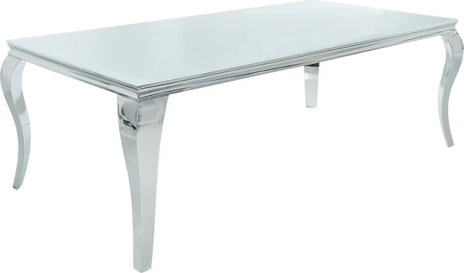 Masa Dining Eleganta, Sticla, Alb, Modern Barock 180cm