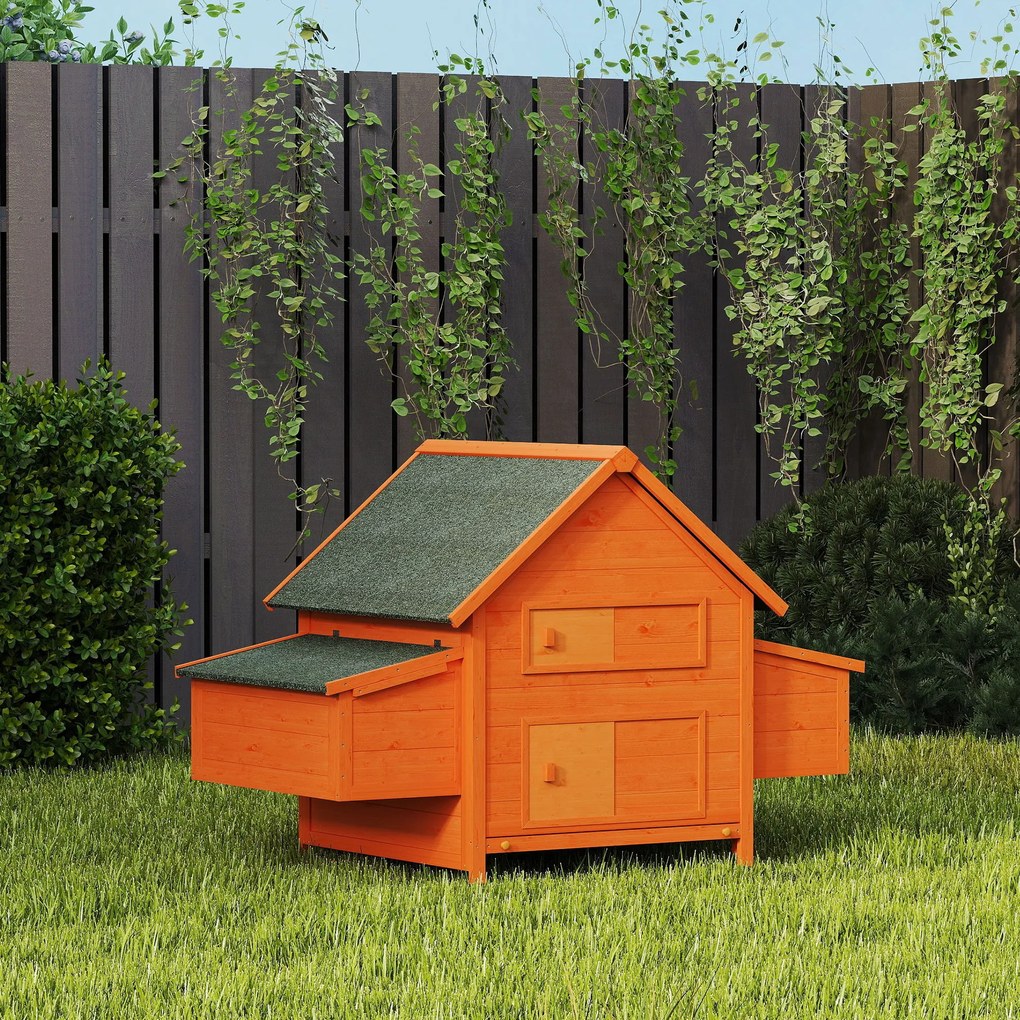 PawHut Coteț pentru Găini de Grădină din lemn de Brad, lemn verde, 160x98.5x107cm | Aosom Romania