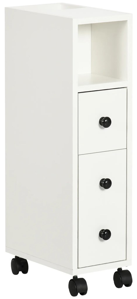 kleankin Suport hârtie igienică - Dulap pentru hârtie igienică - 3 nivele + Orificiu pentru hârtie Panouri aspect alb | Aosom Romania