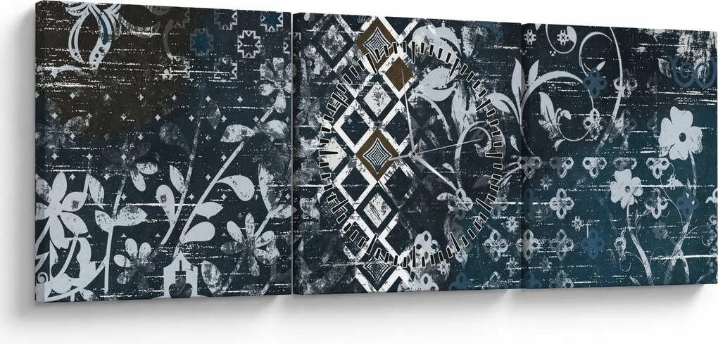 Tablou - Decorațiuni flori (cu ceas) (90x30 cm)