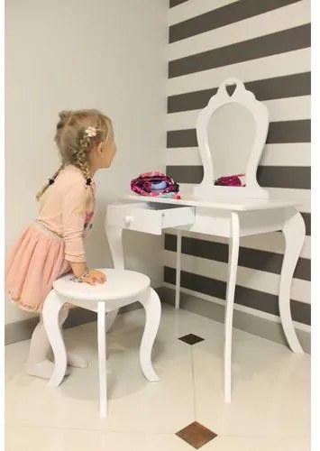 Masă de toaletă pentru copii cu oglindă desiguranță Elza , 71 x 50 x 108 cm