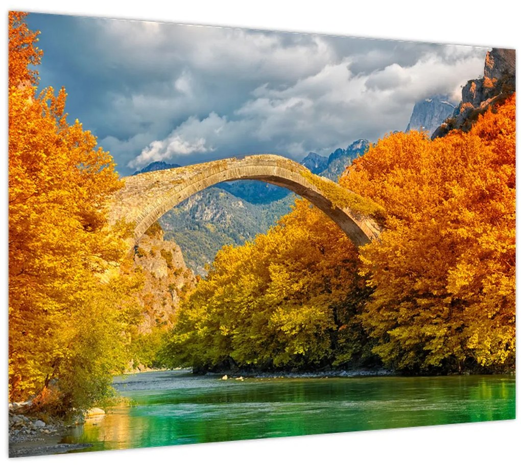 Tablou pe sticlă - Podul Konitsa (70x50 cm)