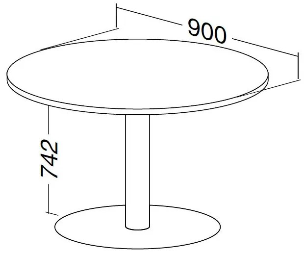 Masa de intalnire ProOffice, diametru 90 cm, cires