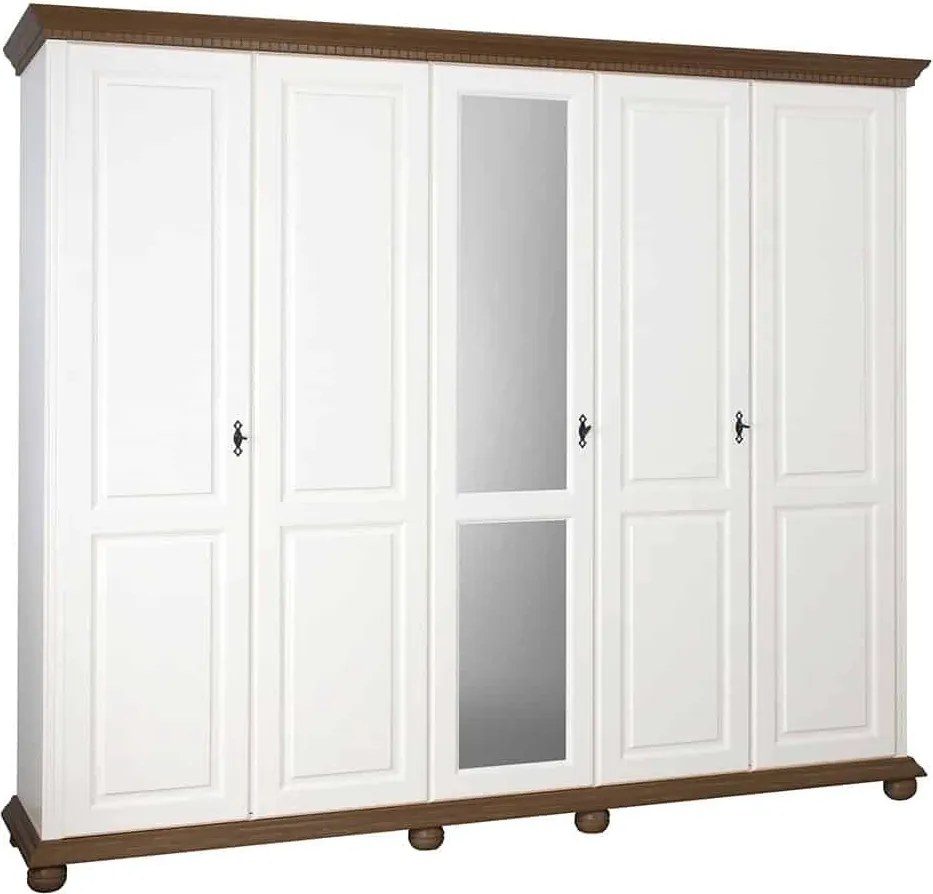 Dulap lemn masiv nuc Celia Alb/, 259 × 62 × 220 cm