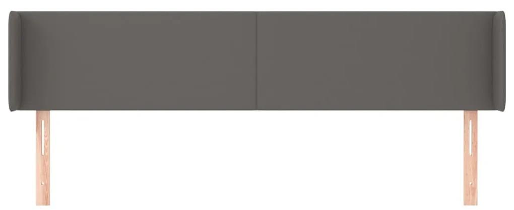 Tablie de pat cu aripioare gri 163x16x78 88 cm piele ecologica 1, Gri, 163 x 16 x 78 88 cm