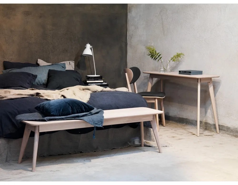 Scaun de dining din lemn de stejar cu șezut gri închis Rowico Cato, maro deschis