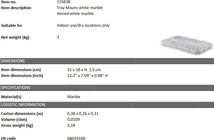 Tava din marmura design LUX Mauro, alb 115638 HZ