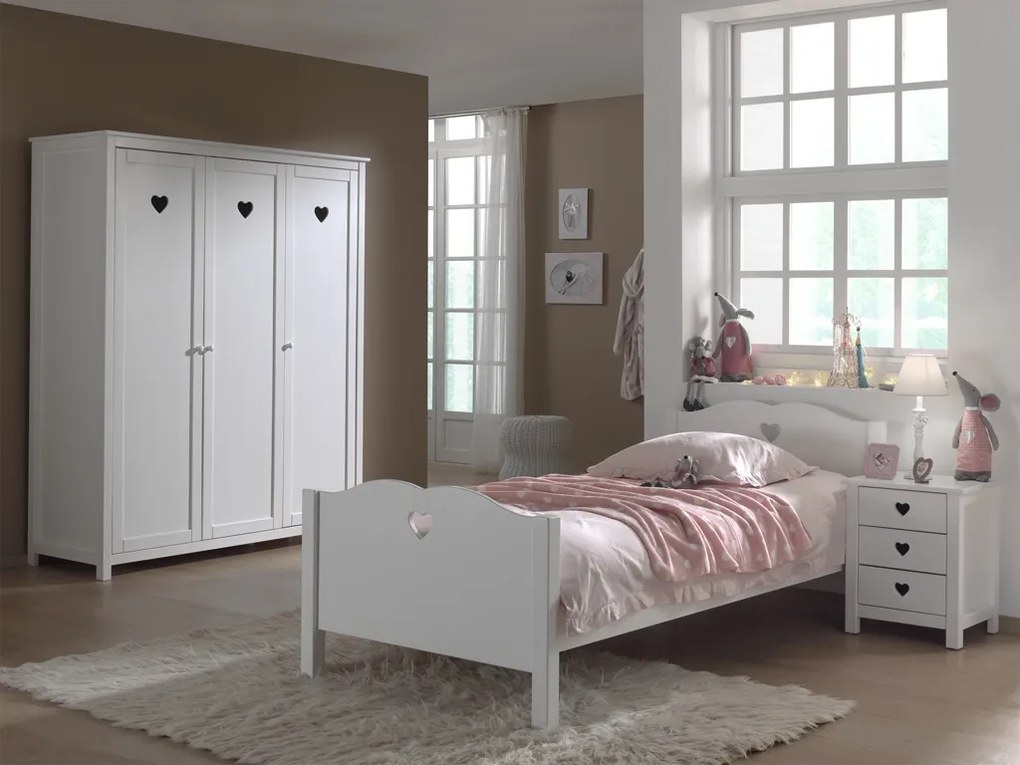 Set Mobilier Copii AMORI, 3 Piese, Alb, Stil Romantic – Vipack