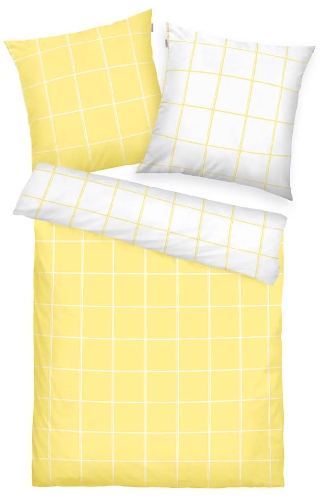 Lenjerie de pat din bumbac Tom Tailor Light Lemon & Crisp White, 135 x 200 cm, 80 x 80 cm