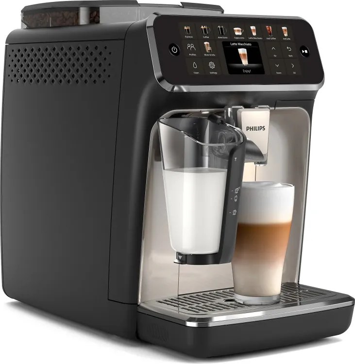 Mașină de cafea Philips EP5547/90 LatteGo, 1500 W, 15 bari, 1,8 l, 20 de băuturi, râșniță ceramică cu 12 trepte, ecran TFT, AquaClean, SilentBrew, AromaExtract, ExtraShot, Negru/Bej