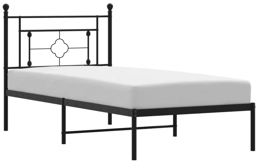 374332 vidaXL Cadru pat metalic cu tăblie, negru, 90x200 cm