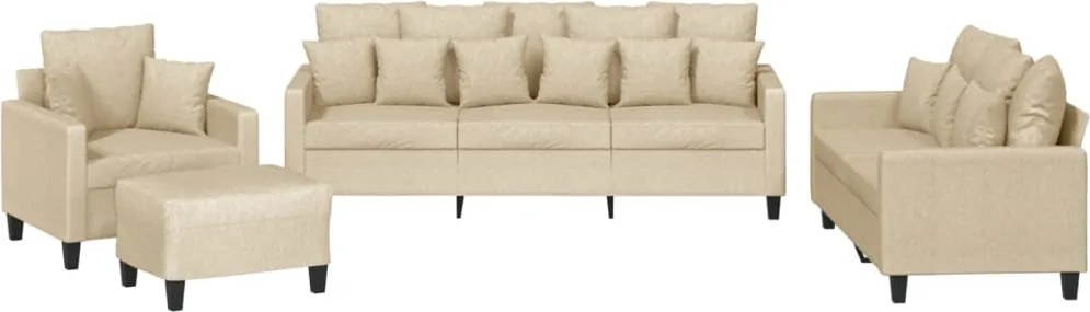 vidaXL Set de canapele cu perne, 4 piese, crem, microfibră