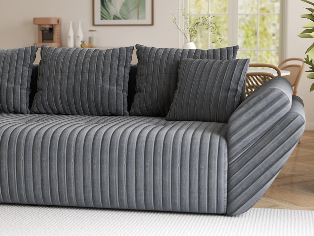 Canapea extensibilă dumonde cu ladă de depozitare si sezut confortabil din spuma high-density, Berlin Ambience Grey 250x100 cm