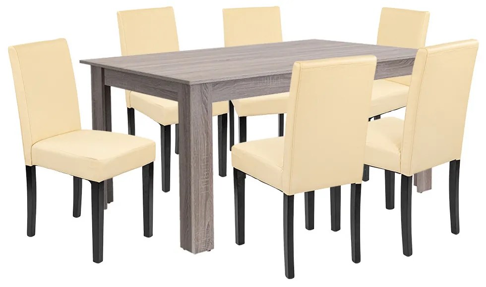 Set de masă Leon 6+1 stejar York-bej