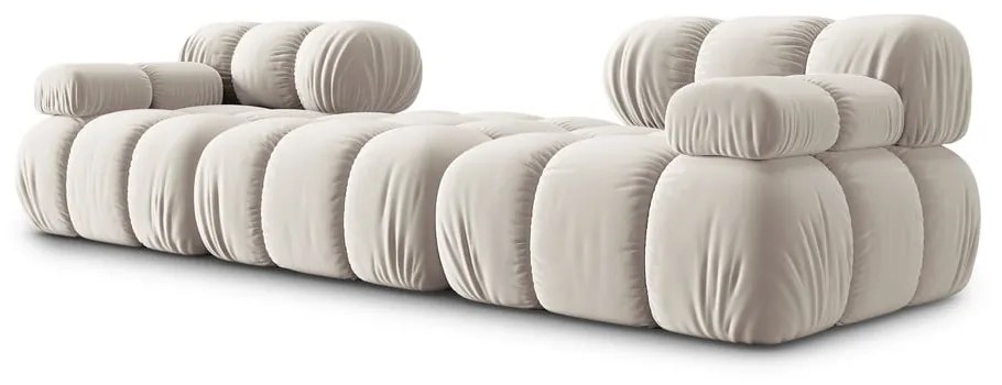 Colțar modular bej cu tapițerie din catifea (cu colț variabil) Bellis – Micadoni