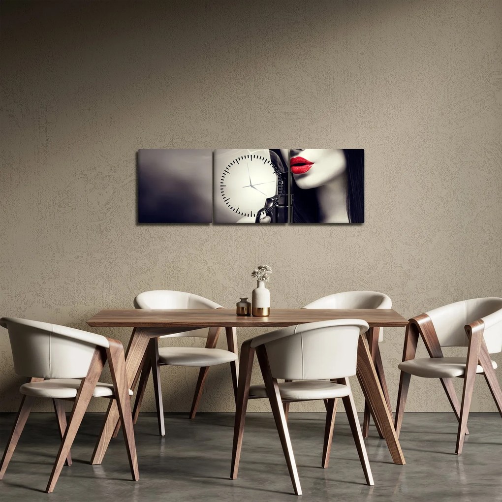 Tablou - Femeia misterioasă (cu ceas) (90x30 cm)