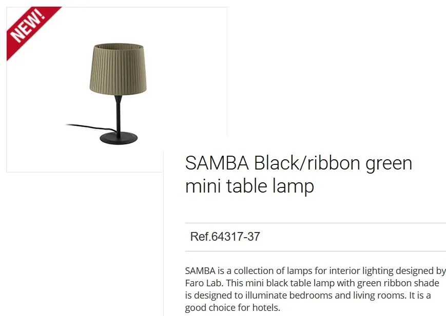 Veioza / Lampa de masa moderna design elegant SAMBA mini negru/verde 64317-37