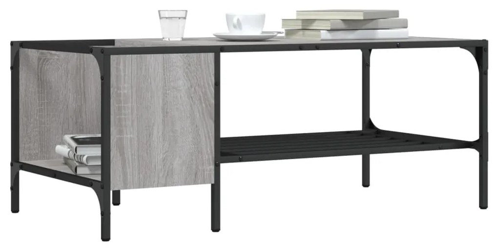 vidaXL Măsuță de cafea cu raft, gri sonoma, 100x51x40 cm, lemn
