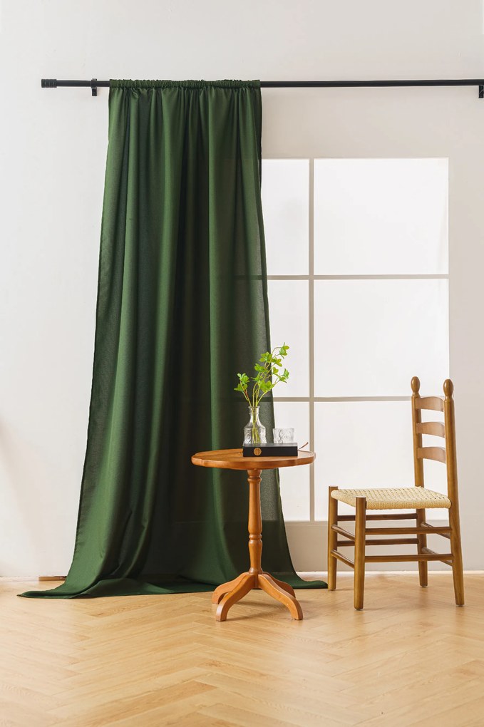 Draperie OXFORD LIGHT 140x250 cm, verde inchis Agatat: Inele metalice